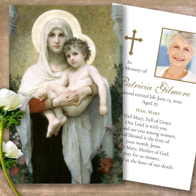 Ro Prayer-kort för konstapel Madonna Visitkort (catholic, religious, celebration of life, in loving memory of, prayer cards for bereavement)