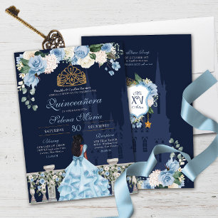 Ro Princess Quinceañera (marinblått ljus) Inbjudningar