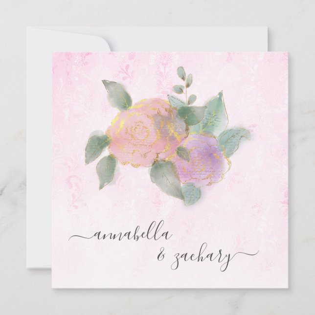 *~* RO QR OSA + Guld Glitter - AR12 Bröllop I Inbjudningar (Framsida)