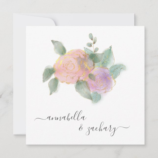 *~* RO QR OSA Guld Glitter - AR12 Bröllop Inbjudningar (Framsida)