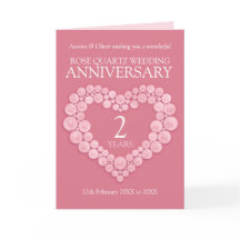 Ro Quartz 2:a bröllop-årsdagen rosa hjärta