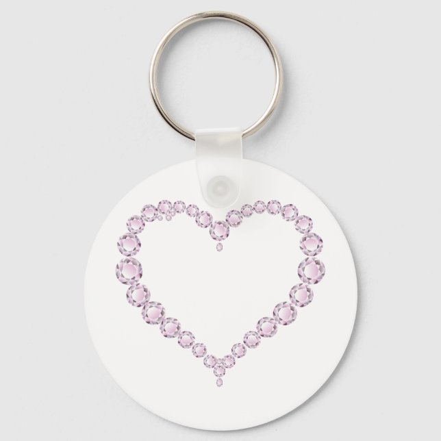 Ro Quartz Gem Heart Nyckelring (Framsida)