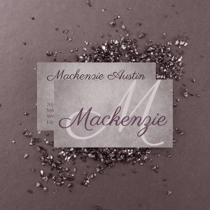 Ro Quartz Matte Dusty Mauve Rosa Monogram Visitkort