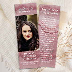 Ro Quartz Memorial Prayer Funeral Dikt Bookmark Litet Visitkort