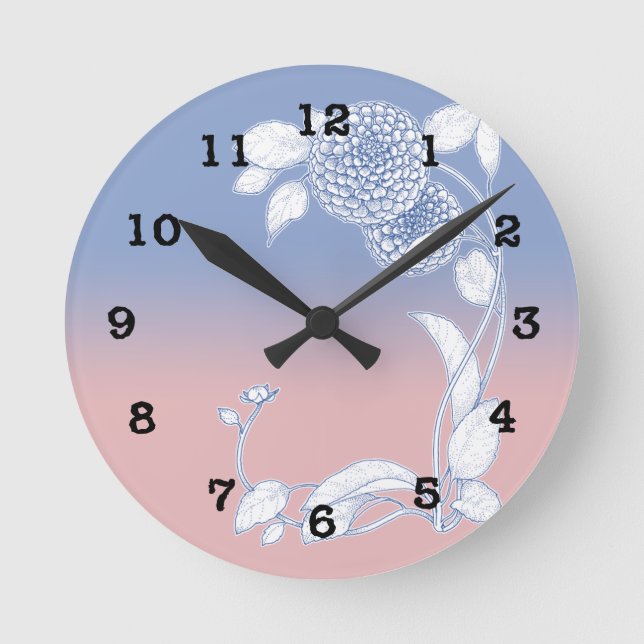 Ro Quartz och Serenity Blue Wall Clock Rund Klocka (Framsida)