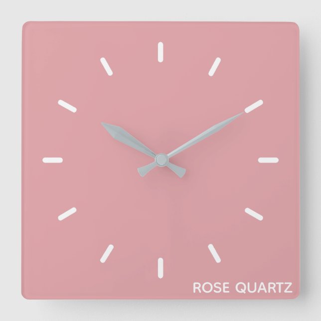 Ro Quartz rosa färg namn Fyrkantig Klocka (Framsida)