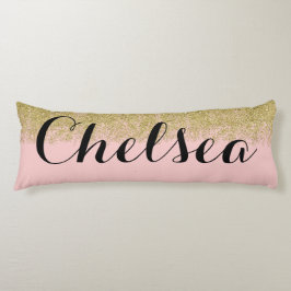 Ro Quartz-Rosa Glitter Namn Pillow Kroppskudde