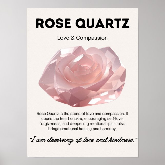 Ro Quartz Stone Crystal Beteckning Poster (Framsidan)