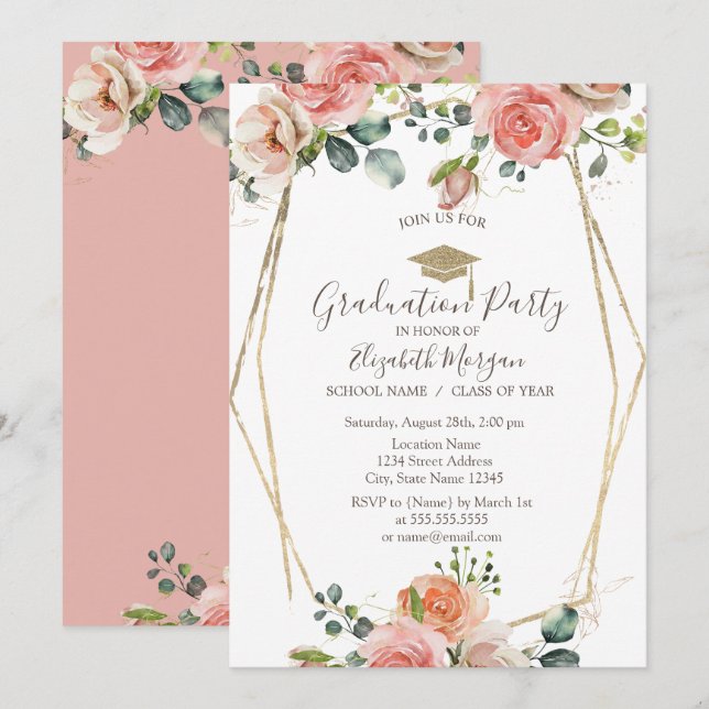  Ro Ram,Grad Cap,Studenten Inbjudningar (Fram/baksida)