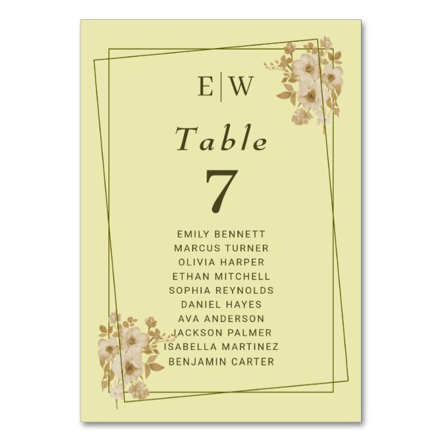 Ro Ram - Monogram Celestial Gult Bröllop Bordsnummer (Framsidan)