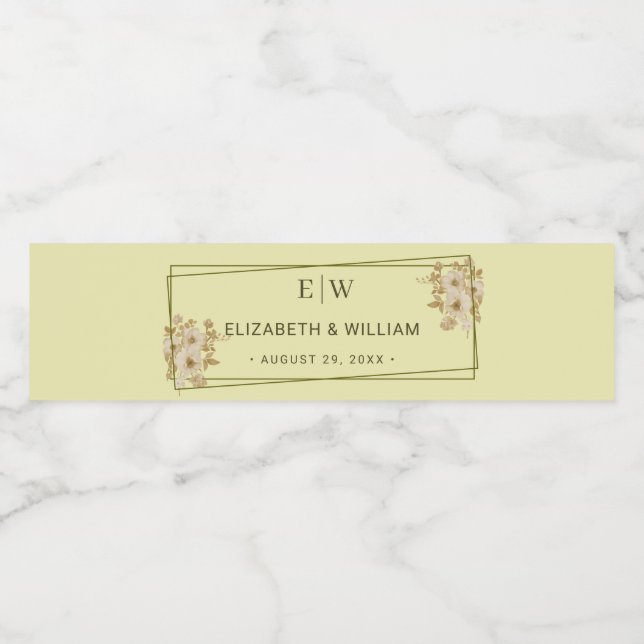 Ro Ram - Monogram Celestial Gult Bröllop Vattenflaskor Etikett (Singel etikett)