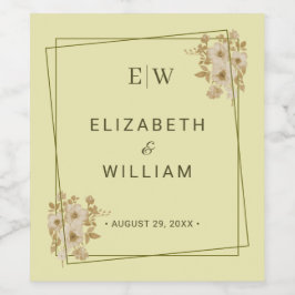 Ro Ram - Monogram Celestial Gult Bröllop Vinflaska Etikett