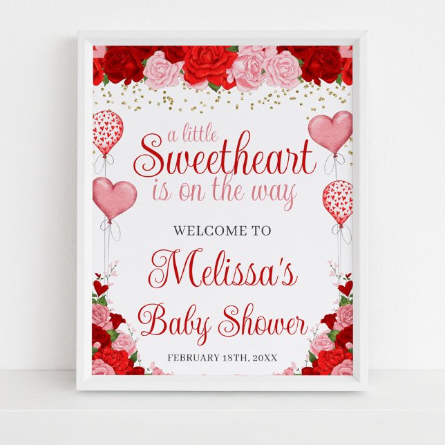 Ro, raring Balloon Valentine Girl Baby Shower Poster (Skapare uppladdad)