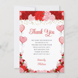 Ro, raring Balloon Valentine Girl Baby Shower Tack Kort