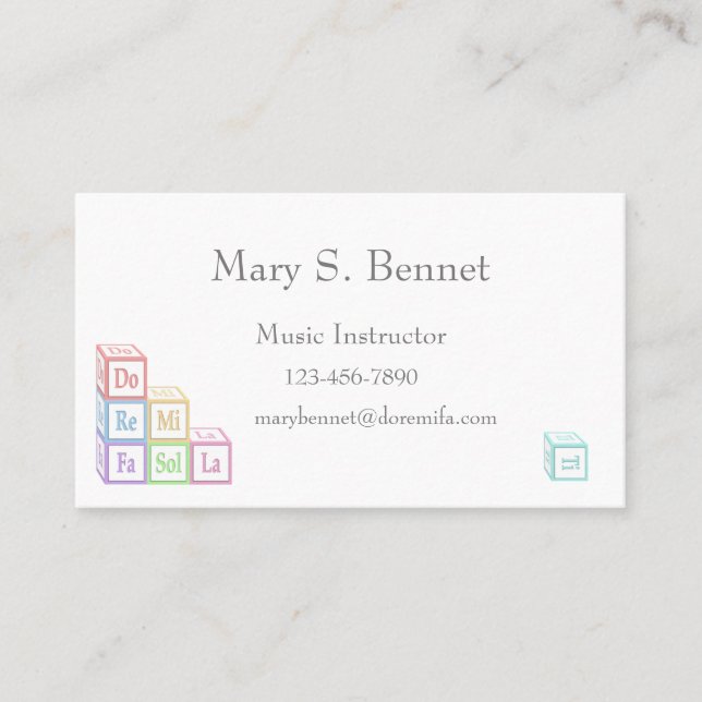 "Ro Re Mi" Musical Baby Blocks Teacher & Childcare Visitkort (Framsida)