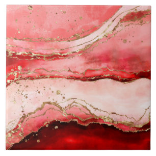 Ro Red Abstrakt Watercolor Kakelplatta