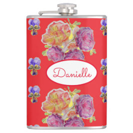 Ro Red Blommigt Rosor Vintage Garden Womans Retro Fickplunta