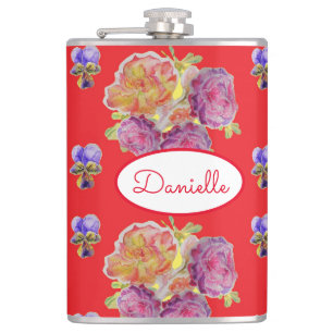 Ro Red Blommigt Rosor Vintage Garden Womans Retro Fickplunta