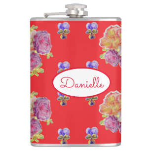 Ro Red Blommigt Rosor Vintage Garden Womans Retro Fickplunta