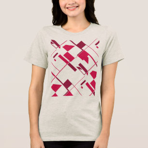 Ro Red Burgundy Crisscross Abstrakt Art Skriv ut T Shirt