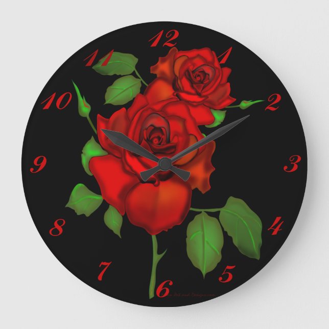 Ro Red Illustration Wall Clock Stor Klocka (Framsida)