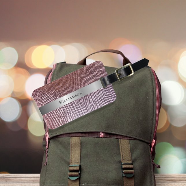 Ro Red Snakeskin Digital Leather Silver Metall Bagagebricka (Skapare uppladdad)