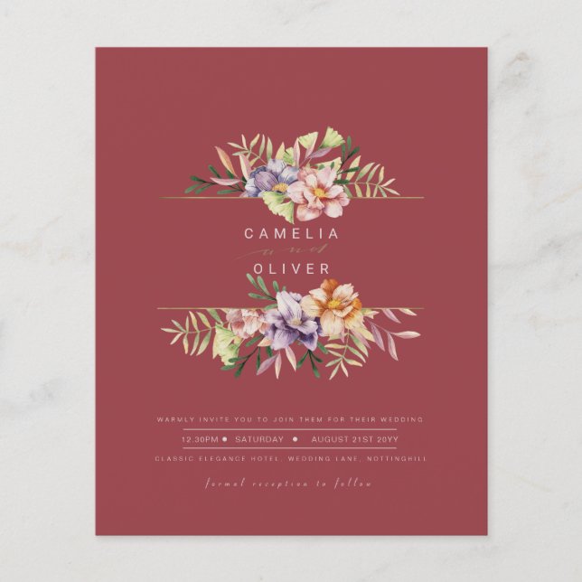 Ro Red Summer Blommigt Wedding Investigation QR Co Flygblad (Framsidan)