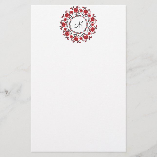 Ro ring Personlig Monogram Initial Brevpapper (Framsida)