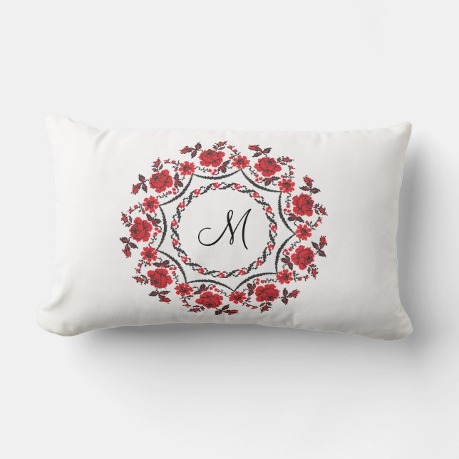 Ro ring Personlig Monogram Initial Lumbarkudde (Framsida)