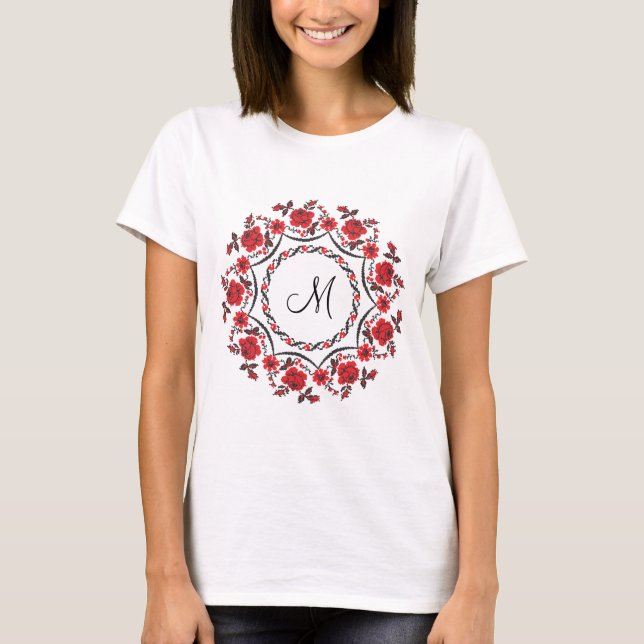 Ro ring Personlig Monogram Initial Tee Shirt (Framsida)