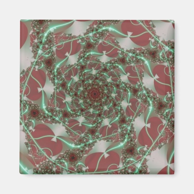 Ro | Rödtext och Grönt Fractal Art Magnet (Framsidan)