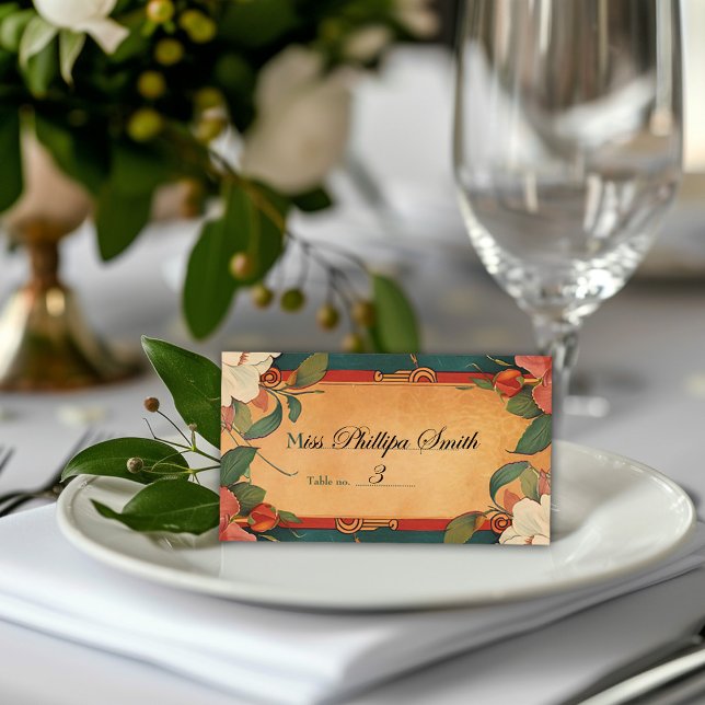 🌹 Ro Romantik: Art nouveau Splendor Placeringskort ( Rose Romance: Art Nouveau Splendor collection - customizable place card)