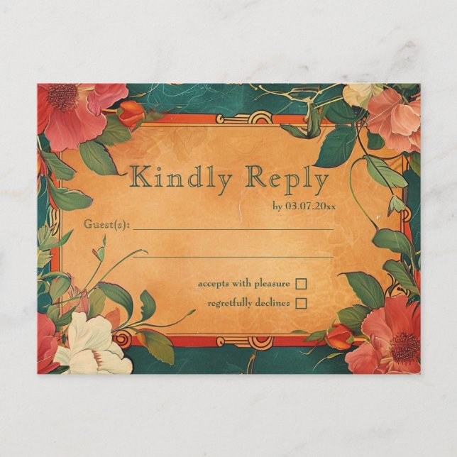 🌹 Ro Romantik: Art nouveau Splendor Vykort (Framsida)