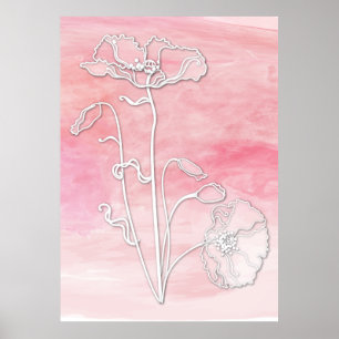 Ro Rosa Abstrakt Vattenfärg och poppies Poster