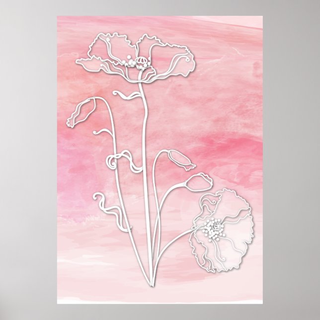 Ro Rosa Abstrakt Vattenfärg och poppies Poster (Framsidan)