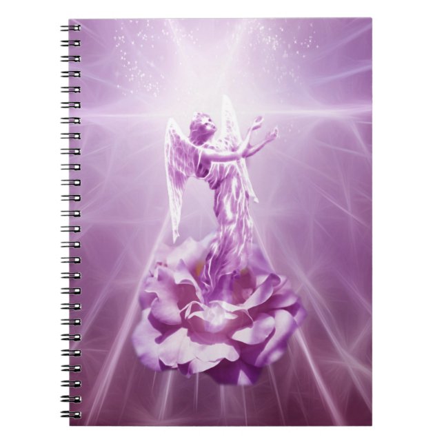 Ro rosa Angel-lågan i kärlek Anteckningsbok Med Spiral (Framsidan)