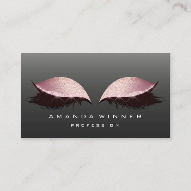 Ro Rosa Black Lash Exention Makeup Glitter Tidsbeställning Kort (Framsida)