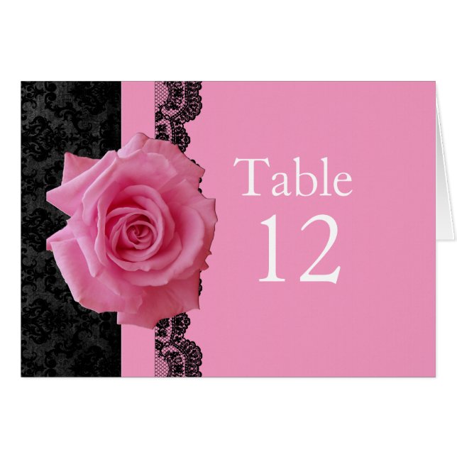 Ro Rosa Black Luxury Damask Bord kort (Framsidan Horizontal)
