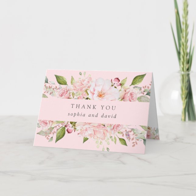 Ro | ROSA BLOMMIGT BRÖLLOP TACK Kort (Framsida)