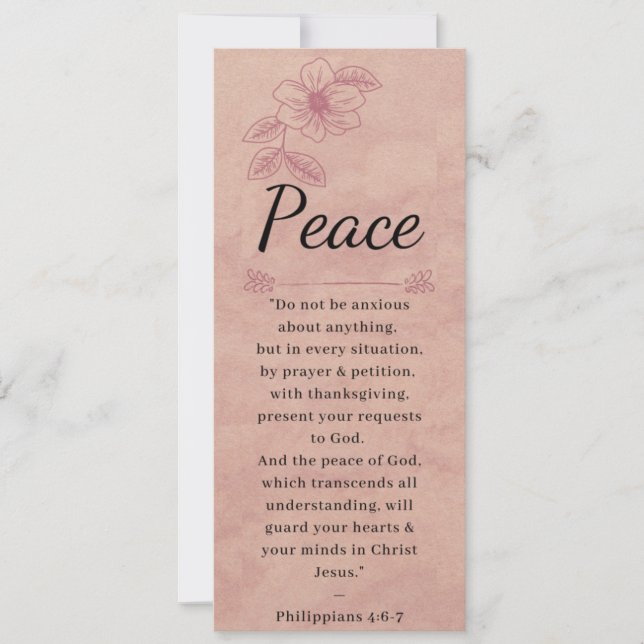 Ro Rosa Blommigt Elegant Bible - Peace - Bookmark (Framsida)