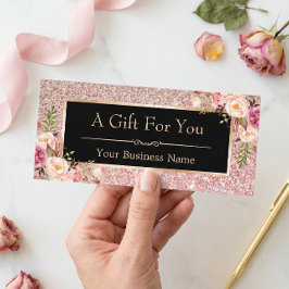 Ro Rosa Blommigt Glitter Gift-kort för 