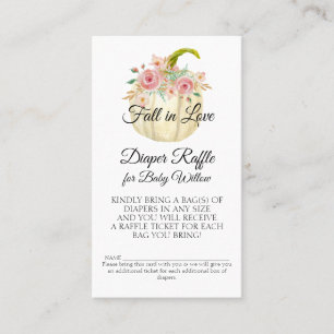 Ro Rosa Blommigt Vitpumpkin Diaper Raffle Visitkort
