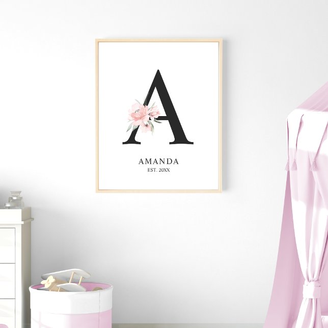 Ro  Rosa Brev "A" Nursery Namn Wall Art Poster (Skapare uppladdad)
