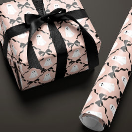 Ro Rosa Cute Spöken och Black Bows Halloween Presentpapper