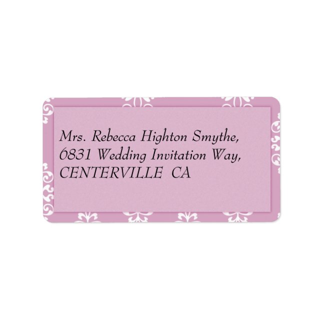 Ro Rosa Damask Wedding Adressetikett (Framsidan)
