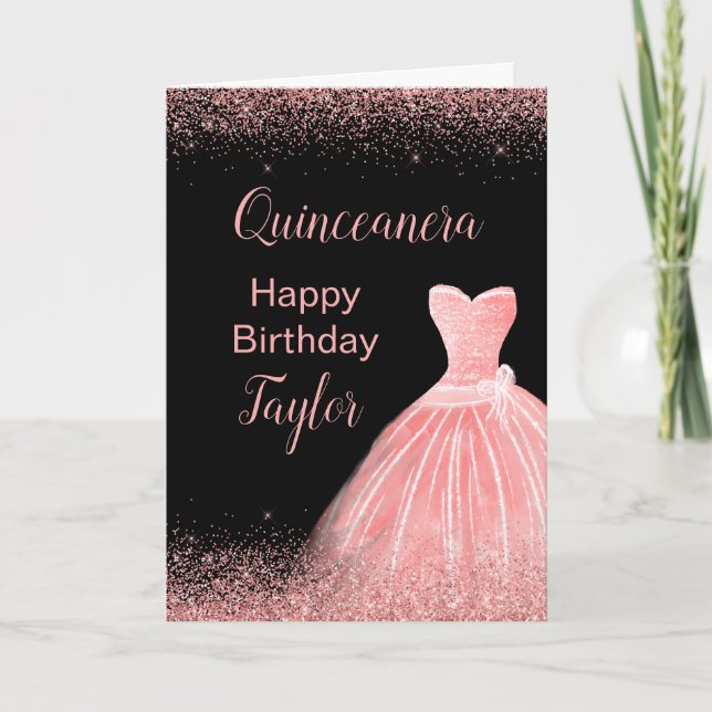 Ro Rosa Dress Faux Glitter Quinceanera Kort (Framsida)