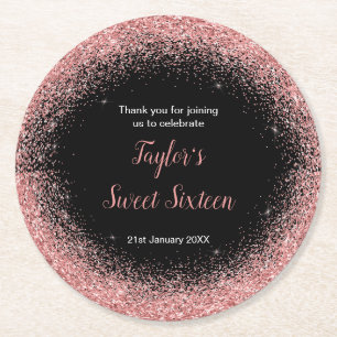 Ro Rosa Dress Faux Glitter Sweet 16 Birthday Underlägg Papper Rund