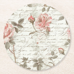 Ro Rosa Drink Coasters Underlägg Papper Rund