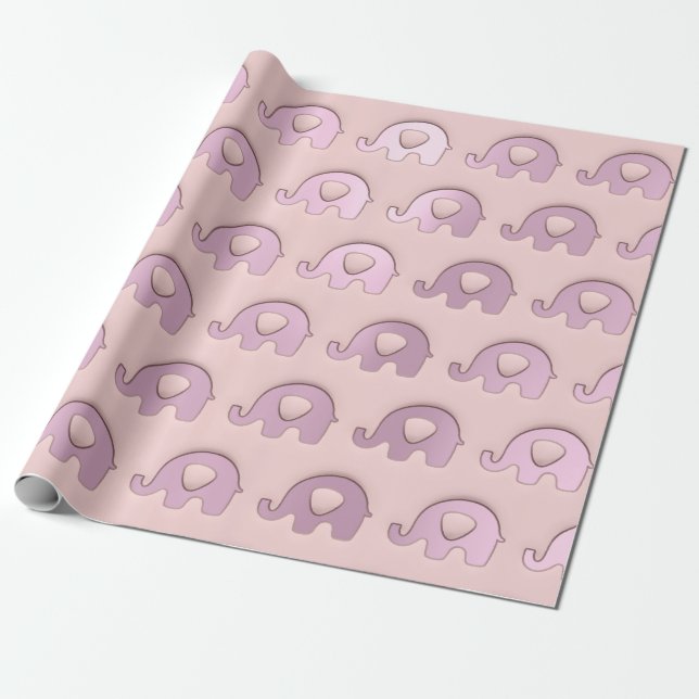 Ro Rosa Elephants Baby Shower Princess Boy Boy Presentpapper (Utrullad)