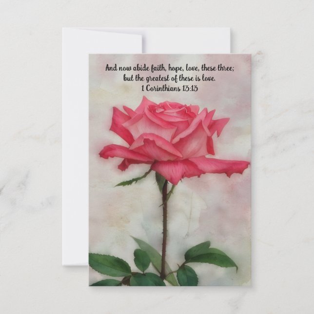 Ro Rosa Flower Faith Bible Verse Note Card Tack Kort (Framsida)